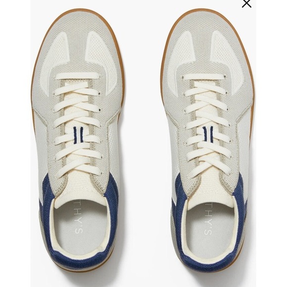 Rothy's The RS01 Sneaker Low Top Lace Up Casual Coastal Cream Blue Men's Sz 9
